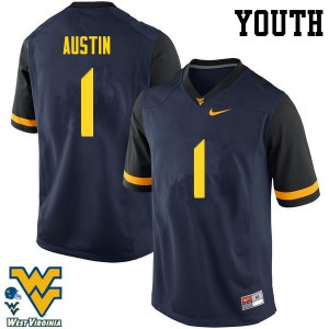Youth West Virginia Mountaineers Tavon Austin #1 Football Navy Jerseys 600817-360