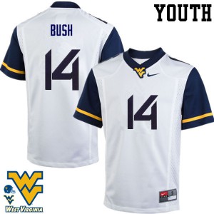 Youth West Virginia Mountaineers Tevin Bush #14 Embroidery White Jerseys 723233-691