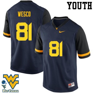 Youth West Virginia Mountaineers Trevon Wesco #81 Player Navy Jerseys 685303-742