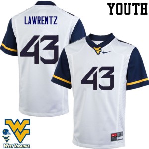 Youth West Virginia Mountaineers Tyler Lawrentz #43 White Football Jersey 543632-753
