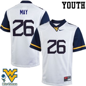 Youth West Virginia Mountaineers Tyler May #26 University White Jerseys 348072-927