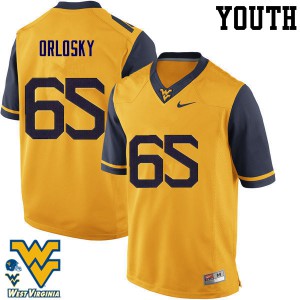 Youth West Virginia Mountaineers Tyler Orlosky #65 Gold Stitched Jersey 543181-221