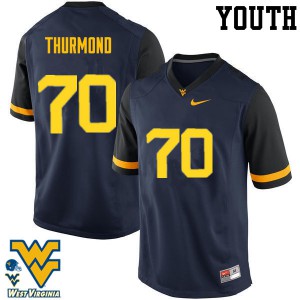 Youth West Virginia Mountaineers Tyler Thurmond #70 Navy Football Jersey 254977-675