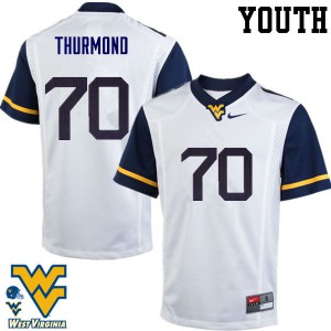 Youth West Virginia Mountaineers Tyler Thurmond #70 White University Jersey 353622-114