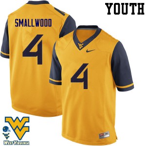 Youth West Virginia Mountaineers Wendell Smallwood #4 Embroidery Gold Jersey 436517-198