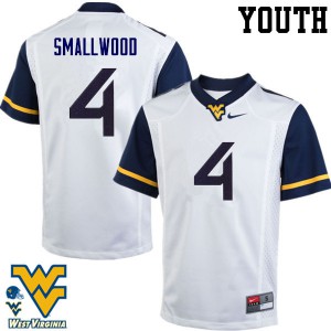 Youth West Virginia Mountaineers Wendell Smallwood #4 White NCAA Jerseys 197396-548