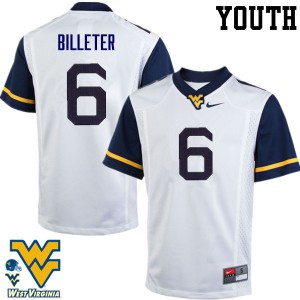 Youth West Virginia Mountaineers Will Billeter #6 University White Jersey 995722-961