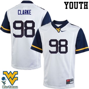 Youth West Virginia Mountaineers Will Clarke #98 Stitch White Jerseys 112417-565