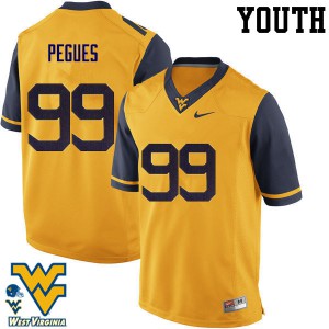 Youth West Virginia Mountaineers Xavier Pegues #99 Stitch Gold Jersey 759026-324