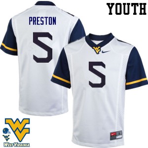 Youth West Virginia Mountaineers Xavier Preston #5 White Stitch Jerseys 534156-151