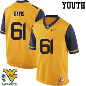 Youth West Virginia Mountaineers Zach Davis #61 NCAA Gold Jerseys 165436-426