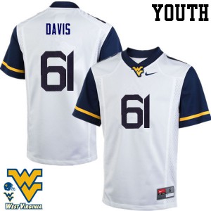 Youth West Virginia Mountaineers Zach Davis #61 White Stitched Jersey 116583-305