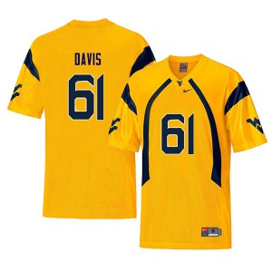 Mens West Virginia Mountaineers Zach Davis #61 Stitched Retro Yellow Jersey 568886-544